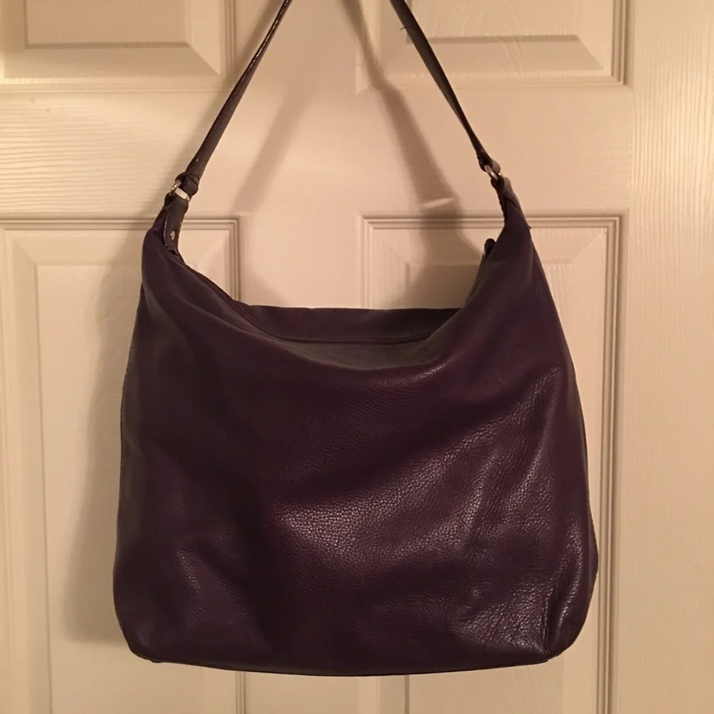 Kate Spade large dark purple pebbled leather handbag